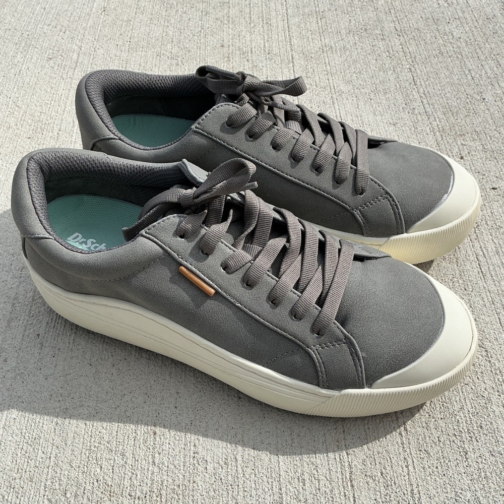 Dr Scholls Time Off Platform Sneakers Womens 8W Grey Faux Suede NWOB - Picture 6 of 9